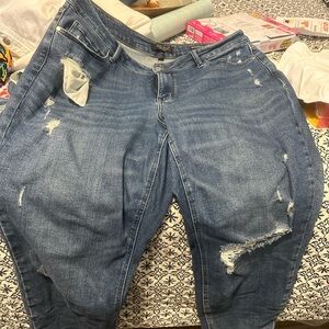 Distressed Blue Denim Jeans